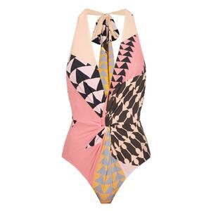 Self-Portrait Deco Printed V-Neck Swimsuit US 4